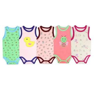 Ropa para Bebés en Oferta, 100% Algodón, Unisex, Sin Mangas, Suave al Tacto, Conjunto de 5 Piezas de Mameluco de Verano con Cierre de Botones - Product Image 5