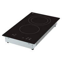 Table de cuisson électrique vitrocéramique encastrable double brûleur infrarouge 3500W avec contrôle tactile, minuterie et sécurité enfant pour usage domestique