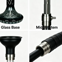 Ensemble de chicha carrée en acier inoxydable givré avec tuyau souple dans un coffret cadeau - Chicha arabe et russe Nargui Export