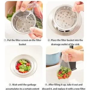 100pcs Disposable Sink Filter <b>Mesh</b> Bags Kitchen Sink <b>Strainer</b> Drain Hole Anti-blocking Garbage Bag Cleaning <b>Strainers</b> Net - Product Image 5