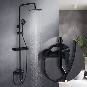 FEIDU Ensemble <span class=keywords><strong>de</strong></span> <span class=keywords><strong>colonne</strong></span> <span class=keywords><strong>de</strong></span> <span class=keywords><strong>douche</strong></span> moderne à quatre fonctions en laiton noir mat Pluie Spray doux Massage en céramique Pommeau <span class=keywords><strong>de</strong></span> <span class=keywords><strong>douche</strong></span> <span class=keywords><strong>de</strong></span> stockage économique - Product Image 2