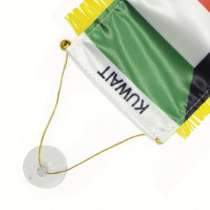 Custom KUWAIT Satin Pennant Flag Car Mini Flag <b>Banner</b> with Yellow Tassels - Product Image 3