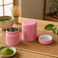 Boîtes en fer blanc rondes avec couvercle à vis pour aliments, 30/40/50g, boîtes en métal noir pour matcha, dimensions 60x68mm et 60x60mm
