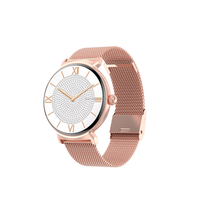 Digital Waterproof IP67 AMOLED Display Round Smart Watch with GPS Touch Screen Custom Logo Golden Case for Women