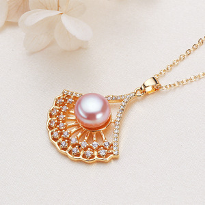 Wholesale Zhuji Mantou Female Necklace Freshwater Pearl Pendant with <b>Copper</b> Gold Inlaid Zircon and Bone <b>Chain</b> Jewelry Necklace - Product Image 3