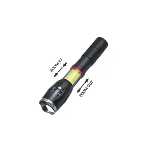 Preço barato T6 COB LED flash luz de alumínio telescópica tocha de emergência ultra LED lanterna