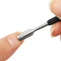 Pousse-cuticules double tête réutilisables en acier inoxydable de qualité supérieure, noirs, pour manucure et pédicure, vente en gros
