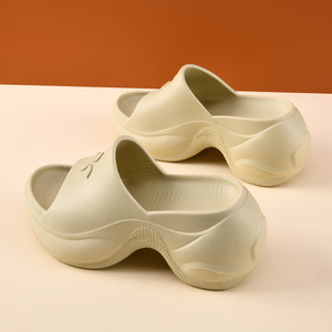 Tongs compensées pour femmes à bout ouvert en EVA, sandales d'été de plage respirantes et antidérapantes blanches - Product Image 2