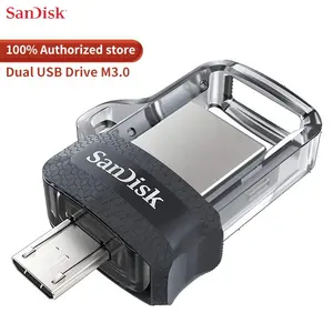 100% original SanDisk 16G 32G 64G 128G 256G Ultra Dual Drive m3.0 for Android Devices and Computers -microUSB, USB 3.0-SDDD3-G46