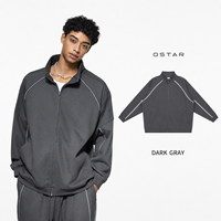 Ensemble de survêtement thermique pour homme avec logo personnalisé OEM/ODM, coupe ample, fermeture éclair, détails réfléchissants, pantalon de survêtement, streetwear et sportswear