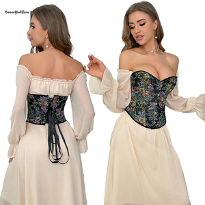 Corsetto Overbust Retrò con 5 Chiusure a Spilla, Fantasia Floreale, Taglie Forti, 12 Stecche in Plastica, Bottoni, Pizzo, Senza Spalline, Controllo Forte, da Donna - Product Image 6