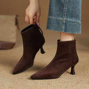 <span class=keywords><strong>Stivali</strong></span> da <span class=keywords><strong>Donna</strong></span> Personalizzati in Pelle Scamosciata Vintage, Autunno Inverno 2026, Punta Affusolata, Cerniera, Tacco Alto, Marrone, Taglia <span class=keywords><strong>42</strong></span> - Product Image 1