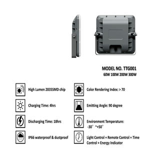 Tg001 חיצוני עמיד למים ip66 סולארית מופעל חיצוני תאורת הצפה