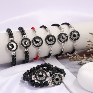 Luminous Sun Moon Lover Time Gem Alloy Unisex Retro Handmade Multi-layer <strong>Beaded</strong> Braided <strong>Bracelet</strong> - Product Image 3