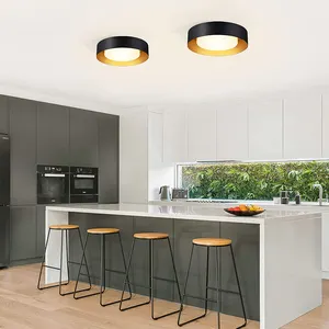 Worbest No Flicker Dimmable Bedroom Round 3CCT Soft Light Indoor Lighting Application Modern Style Black Gold LED Ceiling Light