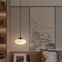Suspension LED ronde à tête unique en marbre naturel nordique pour chambre à coucher