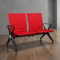 Chaises d'attente professionnelles modernes à deux places en cuir PU, durables, avec accoudoirs et pieds en alliage d'aluminium pour aéroport, banque, hôpital, lieux publics