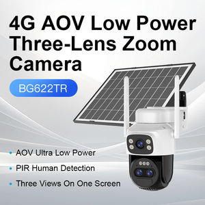 في الهواء الطلق المنزل قبة رصاصة الربط إنذار AI بطارية المراقبة 3 عدسة الذكية كشف الحركة PTZ 4G سيم شبكة كاميرا شمسية - Product Image 2