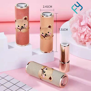 หลอดลิปสติกแบบกดขนาด12.1มม. หลอดลิปสติกพลาสติกเปล่าปักลายหมีน่ารักใหม่ - Product Image 2