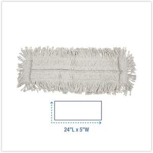 Boardwalk 24 In. X 5 In. Disposable Dust <b>Mop</b> <b>Head</b> White-Cotton/Synthetic Cut End - Product Image 6