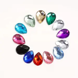 Wholesale Colorful 18x13mm Flat Back Teardrop Acrylic Rhinestones Gems for Jewelry Making