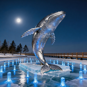 Escultura de ballena para exteriores Senzhao, diseño en acero inoxidable soldado, forma personalizada, tamaño grande - Product Image 2