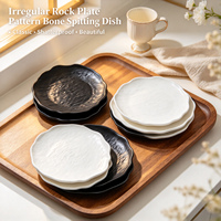 Assiettes à dîner en PP à texture de roche irrégulière de style nordique, écologiques, sans BPA, vaisselle pour restaurant, dîner à domicile, dessert, assiette à fruits, assiette à collation