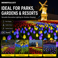 Flores de Tulipán Artificiales con LED para Exteriores Momovalley, para Insertar en el Suelo, para Jardín, Camino, Patio, Boda, Evento, Decoración de Paisajes