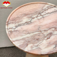 Table basse ronde en marbre crème rose, grande dalle, étanche, moderne et luxueuse, pour villa, hôtel, appartement, utilisation intérieure