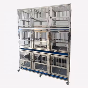 <span class=keywords><strong>Jaula</strong></span> <span class=keywords><strong>para</strong></span> <span class=keywords><strong>perros</strong></span> de acero inoxidable y vidrio templado de 3 capas y 9 puertas resistente plegable y portátil - Product Image 5