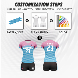 Op maat gemaakte, gesublimeerde, ademende plus size volleybaluniform voor dames van hoge kwaliteit, zomer volleybalshirt Wv96 - Product Image 2
