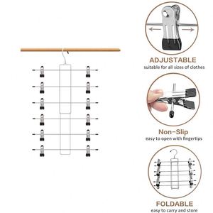 Cintres à jupes sur mesure à 6 niveaux avec crochet pivotant, gain de place, vente en gros - Product Image 3