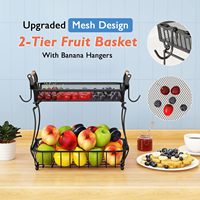 Panier de rangement multifonctionnel haut de gamme à 2 niveaux en fil métallique pour légumes et fruits, idéal pour la cuisine