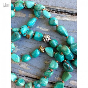 NM20613 Boho <span class=keywords><strong>collana</strong></span> Vintage con strati di pietra <span class=keywords><strong>collana</strong></span> in <span class=keywords><strong>argento</strong></span> <span class=keywords><strong>antico</strong></span> annodata a mano - Product Image 3