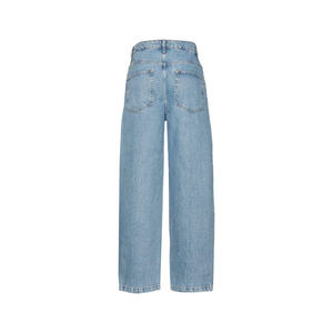Softly Gathered Back Panel Straight Casual Jeans with Loose Thigh Fit Solid Eco-Friendly <b>Denim</b> - Product Image 2