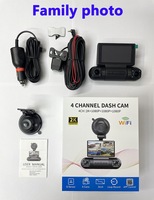 Caméra embarquée 2K à 4 objectifs et 4 canaux, DVR avant et arrière pour voiture avec WiFi, capteur G, vision nocturne infrarouge 170° °   Grand angle pour toutes les voitures