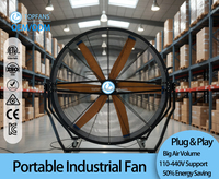 Ventilateur HVLS portable 1,2/1,5 m, ventilateur industriel mobile sur pied, moteur PMSM, grand volume d'air, refroidissement avec roues pour salle de sport, entrepôt, événement