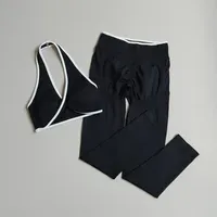 Offre Spéciale : Ensemble de Yoga 2 Pièces Effet Push-up et Sculptant, avec Soutien-gorge Halter et Leggings Taille Haute Respirants pour Rehausser les Hanches et Contrôler le Ventre