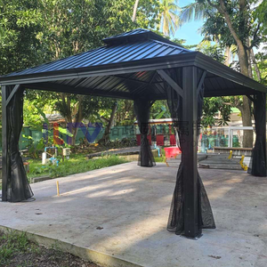 <span class=keywords><strong>Gazebo</strong></span> de jardin en aluminium pour balcon et cour, résistant à la pluie, avec toit en métal thermolaqué 3x3 - Product Image 2