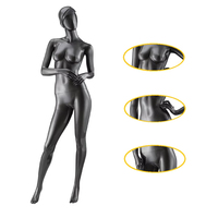 Mannequin Femme en Fibre de Verre, Corps Entier, 177 cm, Deux Formes de Corps, Noir Brillant, pour Présentation de Vêtements - Vente en Gros Usine