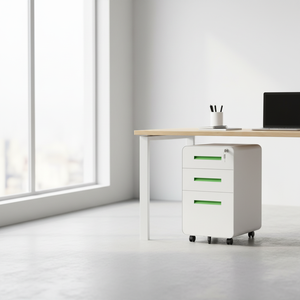 خزانة فولاذية متحركة موفرة للمساحة قابلة لتعديل الارتفاع مع 3 أدراج وعجلات - Product Image 2