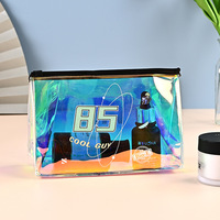 Hologramme personnalisé sac en pvc en plastique personnalisé rond trousse de maquillage maille maquillage chariot artiste sac transparent paillettes pvc cosmétique sac