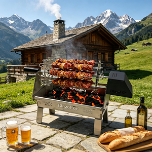 Barbecue électrique rotatif BlazeFor, directement de l'usine, en acier inoxydable 304, idéal pour les repas en terrasse - Product Image 1