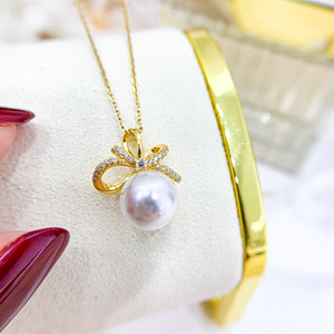 Colgante de Plata S925 para DIY, Collar con Cuentas Redondas de 10-15 mm, con Base Vacía y Lazo 30864, Accesorios para Perlas - Product Image 1