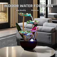 Fontaine d'eau LED Lotus, décoration d'intérieur en résine, cascade cascadeante pour la maison, le bureau, la décoration de jardin zen