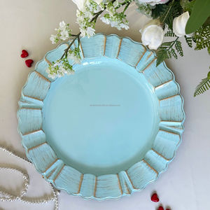 Assiettes de présentation dorées en acrylique élégantes pour mariage, décoration de table, vente en gros - Product Image 6