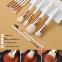 Ensemble de 11 pinceaux de maquillage pour le visage EMF Rose avec des poils synthétiques et un manche en bois, outils de beauté professionnels de haute qualité