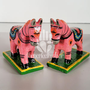 Par de Caballos de Madera, Diseño Art Deco, Artesanía en Madera, Decoración para el Hogar - Product Image 5