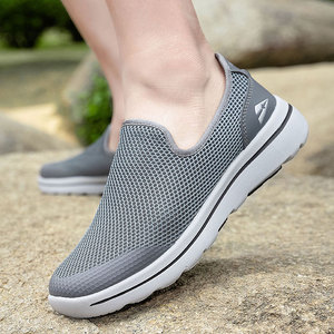 Men's Walking Shoes 2025 Summer New Breathable Mesh Middle Aged Slip-On Loafers Cross Border <b>Plus</b> <b>Size</b> - Product Image 3