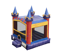 Château gonflable commercial rouge et bleu pour enfants, idéal pour la location événementielle